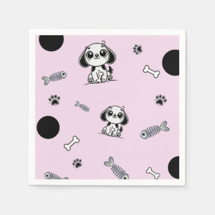Serviette En Papier Pink & Black Fish Bones Chien Chien Chien Chien Ch
