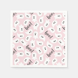 Serviette En Papier Pink & Black Halloween Ghost Boo Party Napkins