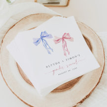 Pink Blue Bow Genre Révéler Papier serviettes Coqu