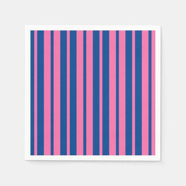 Serviette En Papier Pink Blue Stylish Stripes Pattern Design  (Devant)