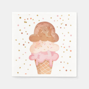 Serviette En Papier Pink Boho Ice Crème Cone Papier Confetti