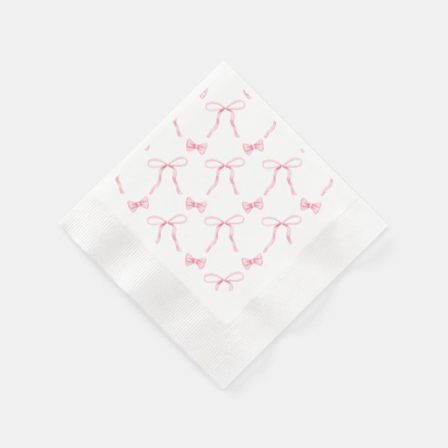 Serviette En Papier Pink Bow Coquette Thème Party Papier Napkin (Coin)