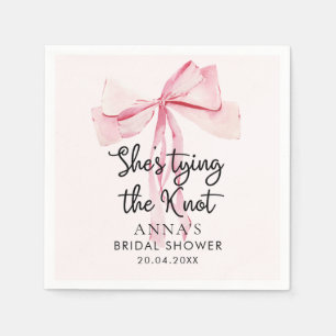 Serviette En Papier Pink Bow Elle Attache La Fête des mariées De Knot