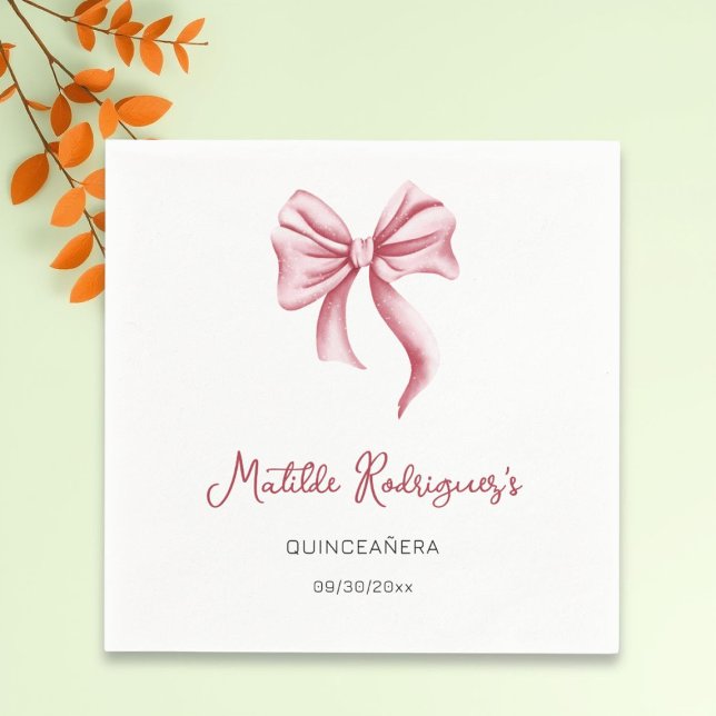 Serviette En Papier Pink Bow Girl Quinceanera Birthday (Créateur téléchargé)