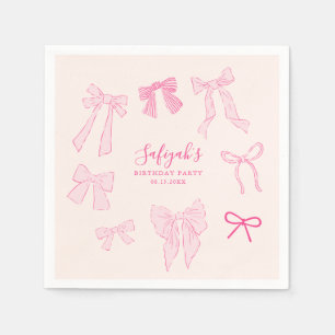 Serviette En Papier Pink Bows Whimsday Party