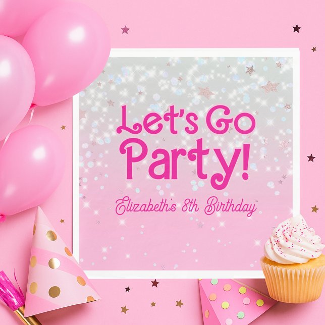 Serviette En Papier Pink branché Allons faire la fête Anniversaire (Trendy Pink Let's Go Party Birthday Napkins)