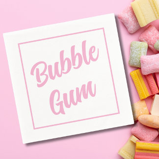 Serviette En Papier Pink Bubble Gum Simple Typography Birthday Party