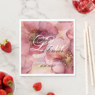 Serviette En Papier Pink Burgundy Blush Floral Love Mariage