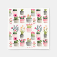 Pink Cactus Succulent Motif Aquarelle Occidentale