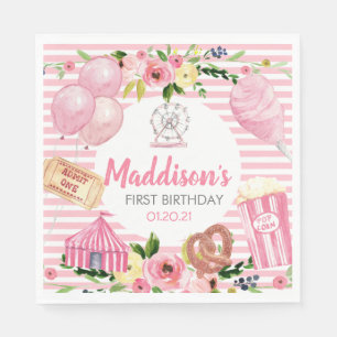 Serviette En Papier Pink Carnival Anniversaire Napkins