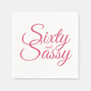 Serviette En Papier Pink chaud minimaliste et Sassy 60e anniversaire