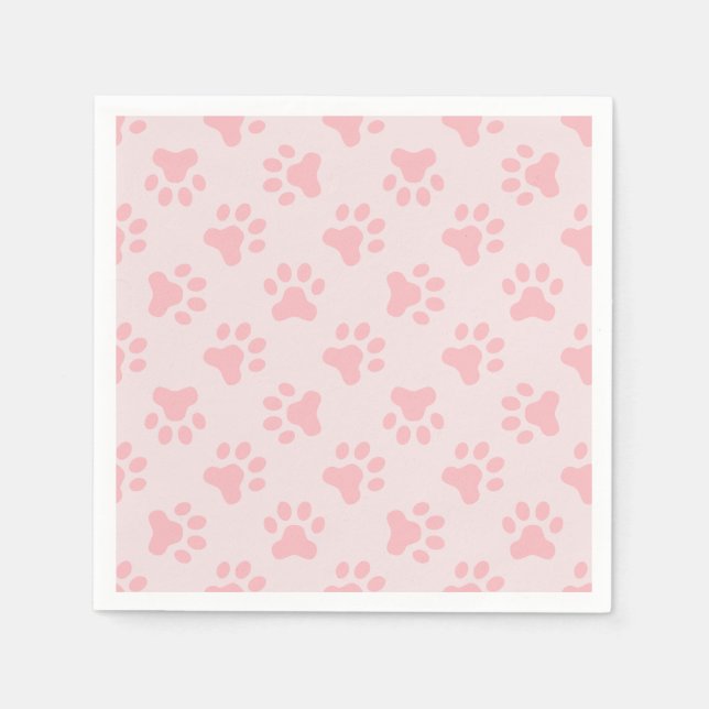 Serviette En Papier Pink Chiot anniversaire serviettes empreintes de p (Devant)