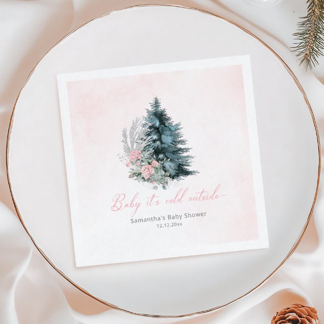 Serviette En Papier Pink Christmas tree Baby its cold outside (Créateur téléchargé)
