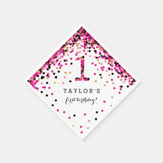 Serviette En Papier Pink Confetti 1er Anniversaire des serviettes de f (Coin)