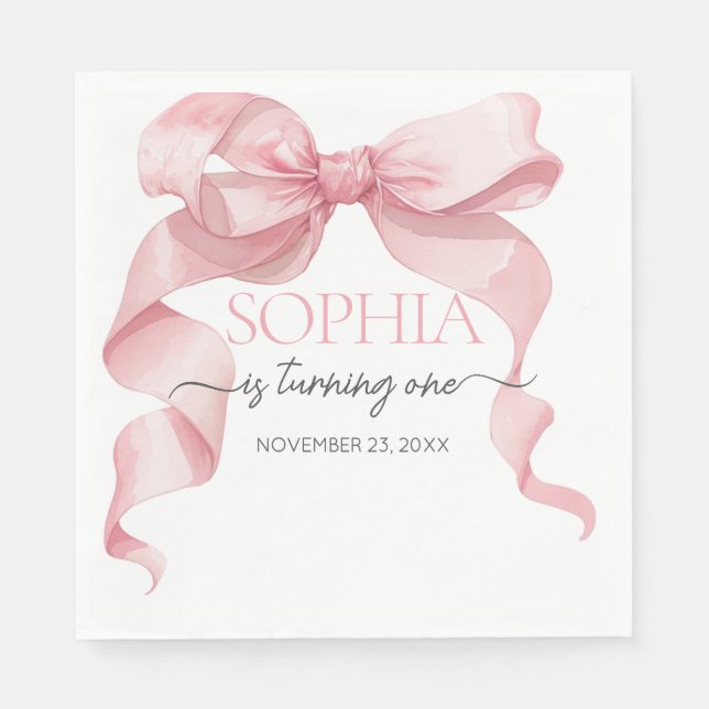 Serviette En Papier Pink Coquette Bow Birthday Party  (Devant)