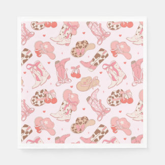Serviette En Papier Pink Cowboy Boot Girls Papier Napkin