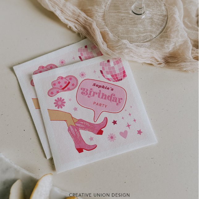 Serviette En Papier Pink Cowgirl Anniversaire Fête Let's Go Girls (Créateur téléchargé)