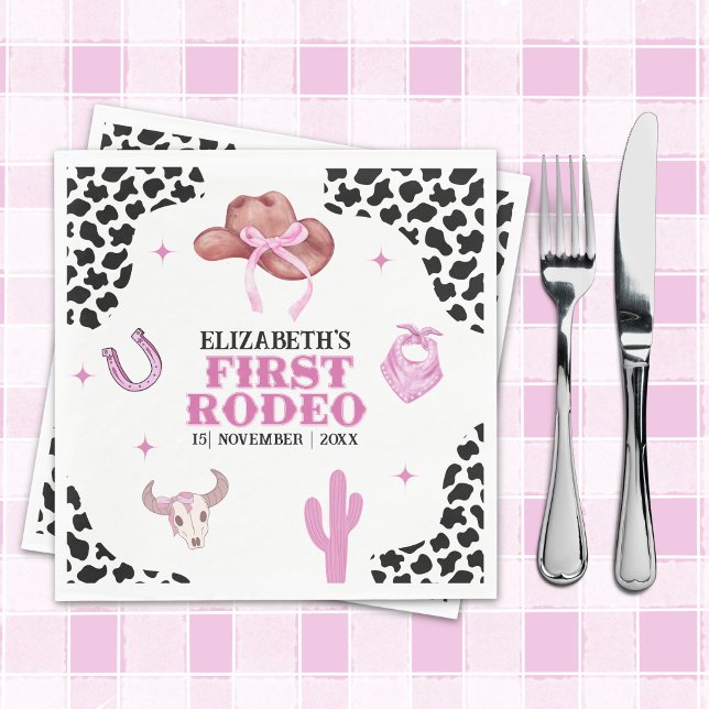 Serviette En Papier Pink Cowgirl Birthday Party Napkins – First Rodeo  (Créateur téléchargé)