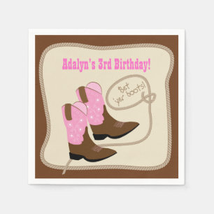Serviette En Papier Pink Cowgirl Boots Western Anniversaire