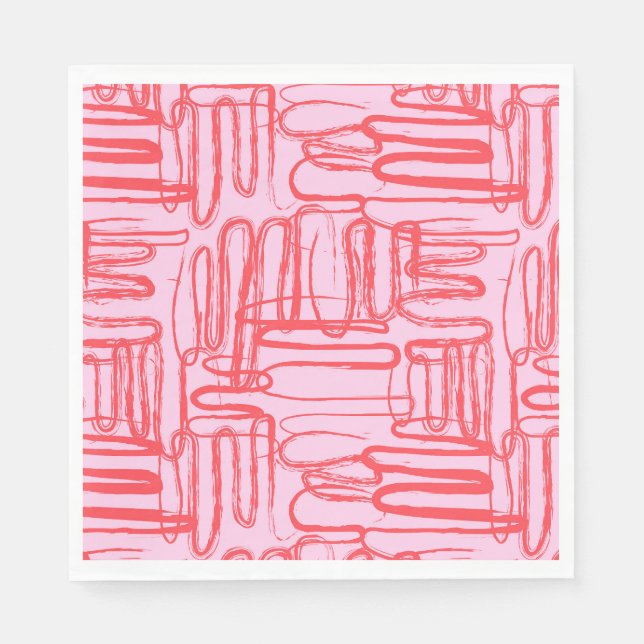 Serviette En Papier Pink Curve Wavy Squiggle Abstract Modern (Devant)