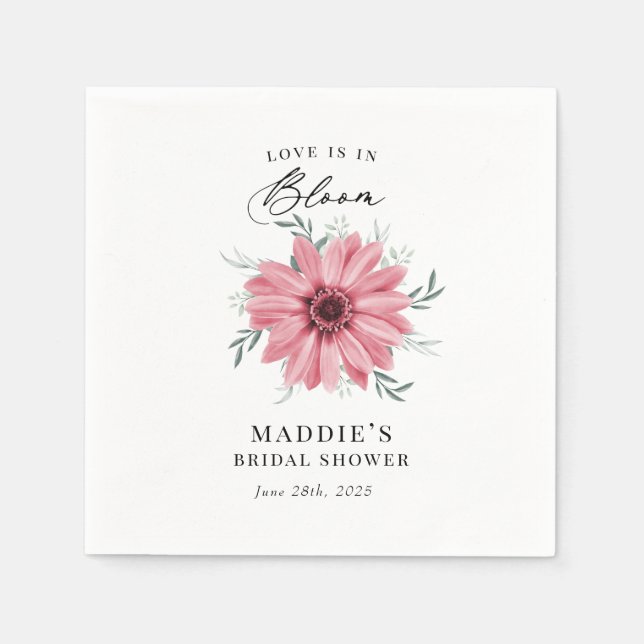 Serviette En Papier Pink Daisy "Love is in Bloom" Bridal Shower (Devant)