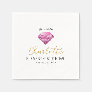 Serviette En Papier Pink Diamond Gem Anniversaire Papier Napkins