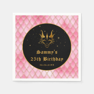 Serviette En Papier Pink Dragon Scales Gold Faux Parties scintillant A