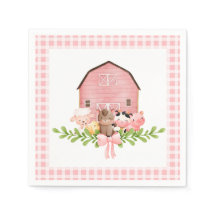 Pink En vichy Barnyard Papier d'anniversaire