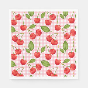 Serviette En Papier Pink En vichy Cherry Anniversaire serviettes