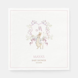 Serviette En Papier Pink En vichy Pierre le Baby shower lapin Crest