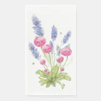 Serviette En Papier Pink et Lavender Flowers Guest Napkins