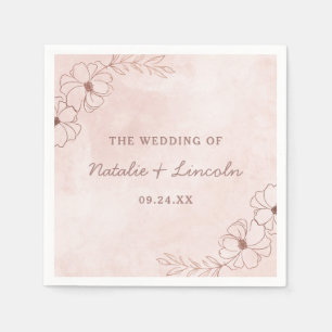 Serviette En Papier Pink et Rose or Foil Chic Mariage Monogramme