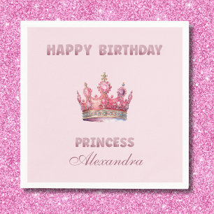 Serviette En Papier Pink Fairytale Crown Princess Anniversaire