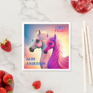 Serviette En Papier Pink Filly & Colt Bleu Style occidental Révélation