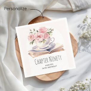 Serviette En Papier Pink Floral 90e thème du livre Anniversaire