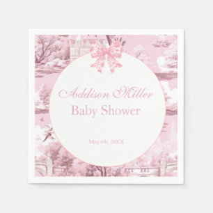 Serviette En Papier Pink Floral Bow Coquette Bébé Fille Douche Nap