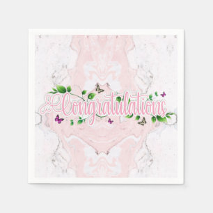Serviette En Papier Pink Floral Félicitations texte Papier Napkin