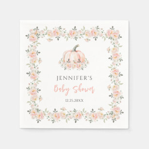 Serviette En Papier Pink floral petite citrouille automne bébé douche