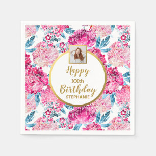 Serviette En Papier Pink Floral Print, Photo, N'Importe Quel Âge, Anni