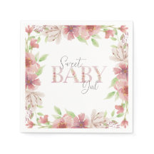 Pink Floral Sweet Baby Girl Papier Napkin