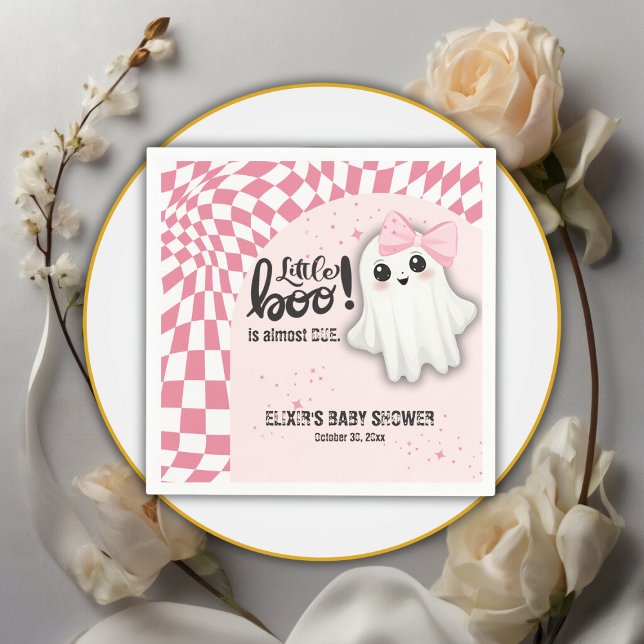 Serviette En Papier Pink Ghost Little Boo est presque dû Baby shower (Créateur téléchargé)