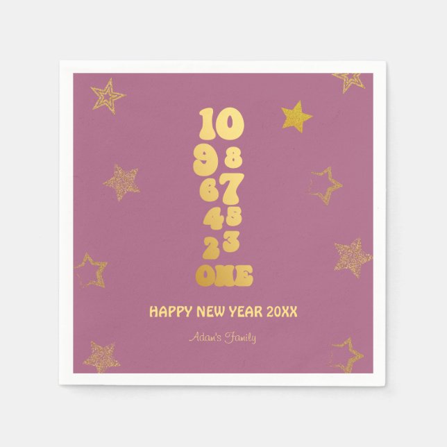 Serviette En Papier Pink Gold New Years Eve Party (Devant)