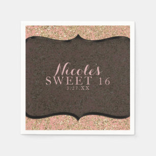 Serviette En Papier Pink & Gold Parties scintillant Glam Noir fête d'a
