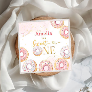 Serviette En Papier Pink Gold Sweet One Donut Anniversaire Papier Napk