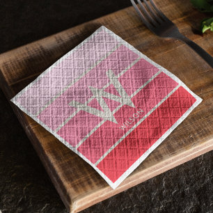 Serviette En Papier Pink Gradient rayé Monogramme partie personnelle