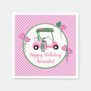 Serviette En Papier Pink & Green Golf Thème Fête Personnalisée