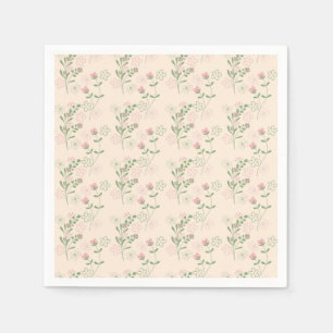 Serviette En Papier Pink Green Retro Y2K les années 70 Fleur Motif