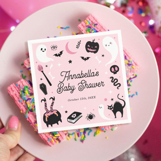 Serviette En Papier Pink Halloween Baby Girl Douche (Créateur téléchargé)