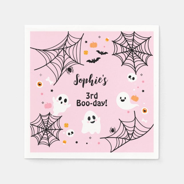 Serviette En Papier Pink Halloween Cute Ghost Boo-Day Party (Devant)