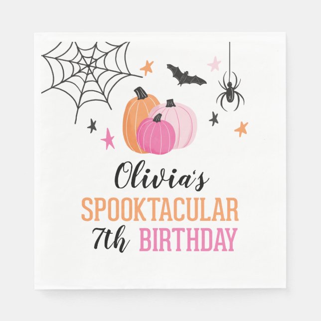 Serviette En Papier Pink Halloween Spooktaculaire fête d'anniversaire (Devant)